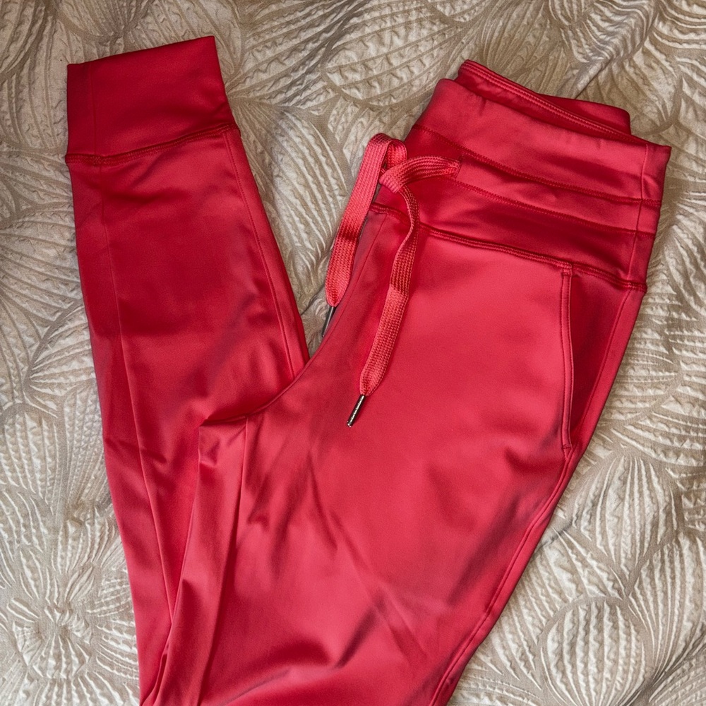HALARA Red Track Pants Sleek Glossy Joggers